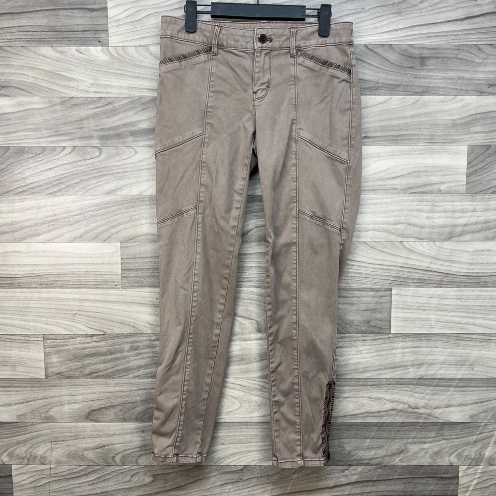 White House Black Market The Skinny Ankle Jeans Women Size 0 Taupe Ankle‎ Zip